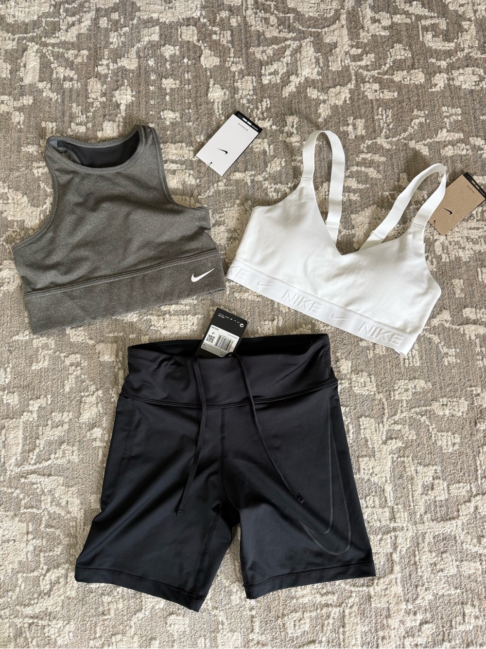 NWT Nike XS Sports bra and shorts Black Dri-FIT Drawstring Workout shorts bundle